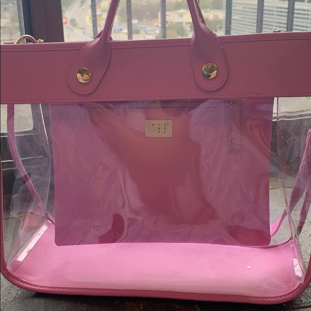 Clear, pink satchel
